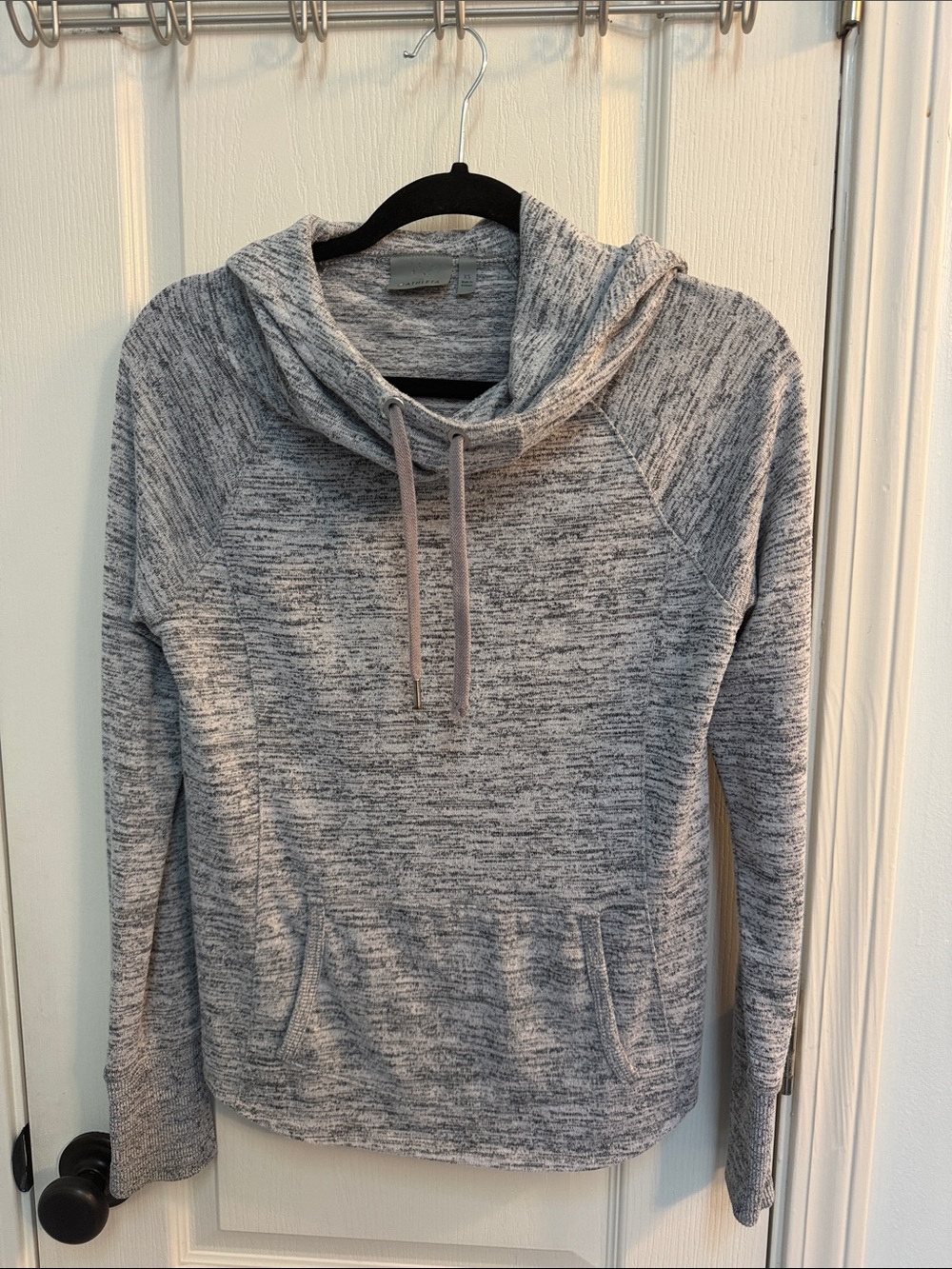Athleta Heathered Light Gray Cowl Neck Pullover Hoodie